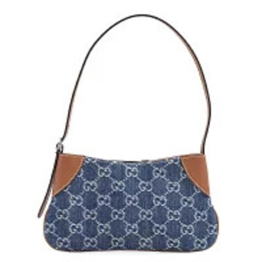 Gucci GG Emblem Super Shoulder Bag Denim Blue